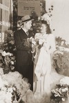 Wedding portrait of a Jewish DP couple in Fuerth, Germany.