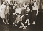 Group portrait of members of a Jewish youth club in Brody, Poland.