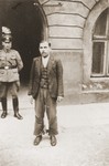 The Polish prisoner Siegmunt Swider (b. May 6, 1906) poses in the courtyard of the county courthouse in Rzeszow.