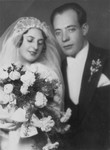 Wedding portrait of Bernard and Lizzy Schwalb.