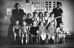 Group portrait of a kindergarten class at a Jewish school in Budapest.