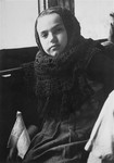 Portrait of one of the Teheran children aboard a train from Suez to Athlit.