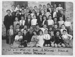 Group portrait of students at an elementary school in Kavaja, Albania.