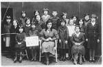 Girls in the Beit Yaakov school of Ustrzyki Dolne.