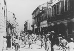 Jewish children playing on Krochmalna Street in the Warsaw ghetto.