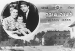Personalized Jewish New Years card from the Goldner family in the Bergen-Belsen displaced persons camp.
