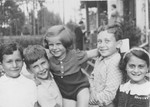 Five Jewish children play together in the resort town of Krynica.