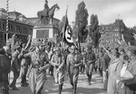 Horst Wessel leads his SA formation through the streets of Nuremberg during the fourth Nazi Party Congress.
