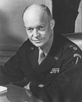 Portrait of Dwight Eisenhower, Supreme Allied Commander and five star general, at his headquarters in the European theater.