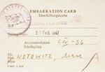Boarding pass issued to Manius Notowicz for travel on the Marine Flasher to New York.