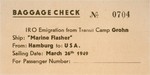 Baggage check issued by the IRO at the Grohn transit camp.
