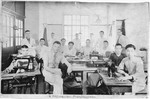 Employees of Rudolf Brosan's leather workshop in Shanghai.