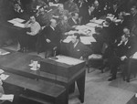 American prosecutor Colonel Telford Taylor speaks at the International Military Tribunal trial of war criminals at Nuremberg.