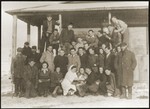 Group portrait of Jewish youth living at the "Farma" Zionist agricultural collective.