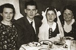 Yaakov and Mania Muszynski celebrate their wedding in the Bedzin ghetto.