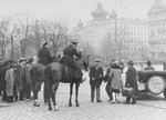 Austrian police on horseback gather at the University of Vienna, after Nazi attempts to prevent Jews from entering the University led to rioting.