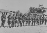Greek soldiers guard the barracks that were left intact after the pogrom of June 29, 1931.