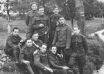 Group portrait of Jewish members of the Sixth Labor Battalion (VI Prapor) at a Slovak labor camp.