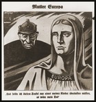 Caricature on the front page of the Nazi publication, Der Stuermer, depicting the Jew as the devil threatening Mother Europe.