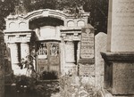 View of the Kovno Jewish cemetery with the tombstone of Rabbi Isaac Elhanan Spektor.