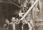 Jewish youth in the courtyard of the Juedische Anlehrnwerkstatt [Jewish vocational training school].