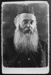 Close-up portrait of an elderly religious Jew in Eisiskes.