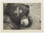 The body of a prisoner executed at the Ohrdruf concentration camp.