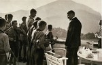 Adolf Hitler meets with members of a Hitler Youth orchestra at the Berghof.