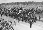 Hitler Youth members marching at a Reich Youth Day rally in Potsdam.