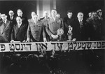Speakers at the dais at the Third Conference of Liberated Jews in the US Zone of Germany.