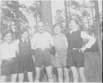 Members of the Chug Halutzi underground Zionist youth group during a hike in the Grunewald Forest.