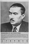 Portrait of Reichsaertzefuehrer Gerhard Wagner.

One of a collection of portraits included in a 1939 calendar of Nazi officials.