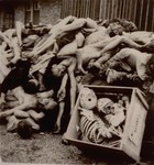 Corpses in Dachau piled behind the crematorium.