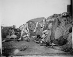 Corpses piled in the mortuary below the crematorium.