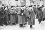 Dr. Asher Hananel, Chief Rabbi of Sofia (at the right in the foreground), leads a funeral procession for Nissim Yasharoff (the donor's grandfather) through the streets of Sofia.