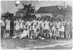 Members of the Samson soccer club in Sighet.

Those pictured include Yossy Kaufman (half back) and Herman Tessler (center forward).