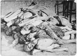 Corpses piled up behind the crematorium in Buchenwald concentration camp.