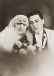 Wedding portrait of Minna and Sam Goldstein, the aunt and uncle of Leo Bretholz.