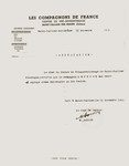 Affidavit certifying that Max Henri Lefevre, the alias used by Leo Bretholz, is employed and is a member of the Compagnons de France, a Vichy paramilitary youth organization.