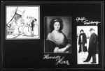 Propaganda slide featuring a portrait of Henrietta Herz, Gräfin Traiberg, and a scene from the Scroll of Esther.