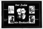 Propaganda slide entitled "The Jew a Bastard," illustrating different racial types, and characterizing Jews as a "bastard" race.