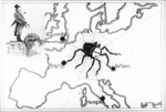 Propaganda slide showing the "Jewish spider" entangling Europe in its web.