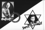 Nazi propaganda slide featuring images of Wilhelm Gustloff, leader of the NSDAP's foreign organization in Switzerland (left), and David Frankfurter, the Jewish student who assassinated him in 1936 (right).