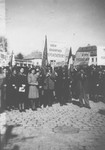 A mass rally in Dej calling for the return of Jews who survived the concentration camps, but remained in areas under Allied occupation.