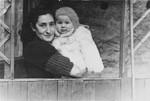 Ida Borenstein holds her infant daughter Rosa in the Lampertheim displaced persons camp.