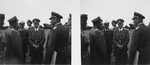 Stereoscopic photograph of Adolf Hitler on the landing field at Oppeln with a military entourage after a visit to the Polish front.