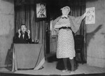 Moritz Schoenberger (seated) in a production put on in the Les Milles concentration camp entitled "The Lady Singer."