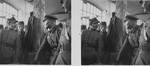 Stereoscopic photograph of German military officers interrogating Polish POWs.
