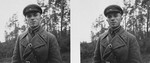 Stereoscopic portrait of a  Soviet military officer near the demarcation line between the Soviet and German-occupied sections of Poland.