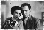 Studio portrait of a Jewish couple in Vilna.

Pictured are Hirsh and Emma Telerant.